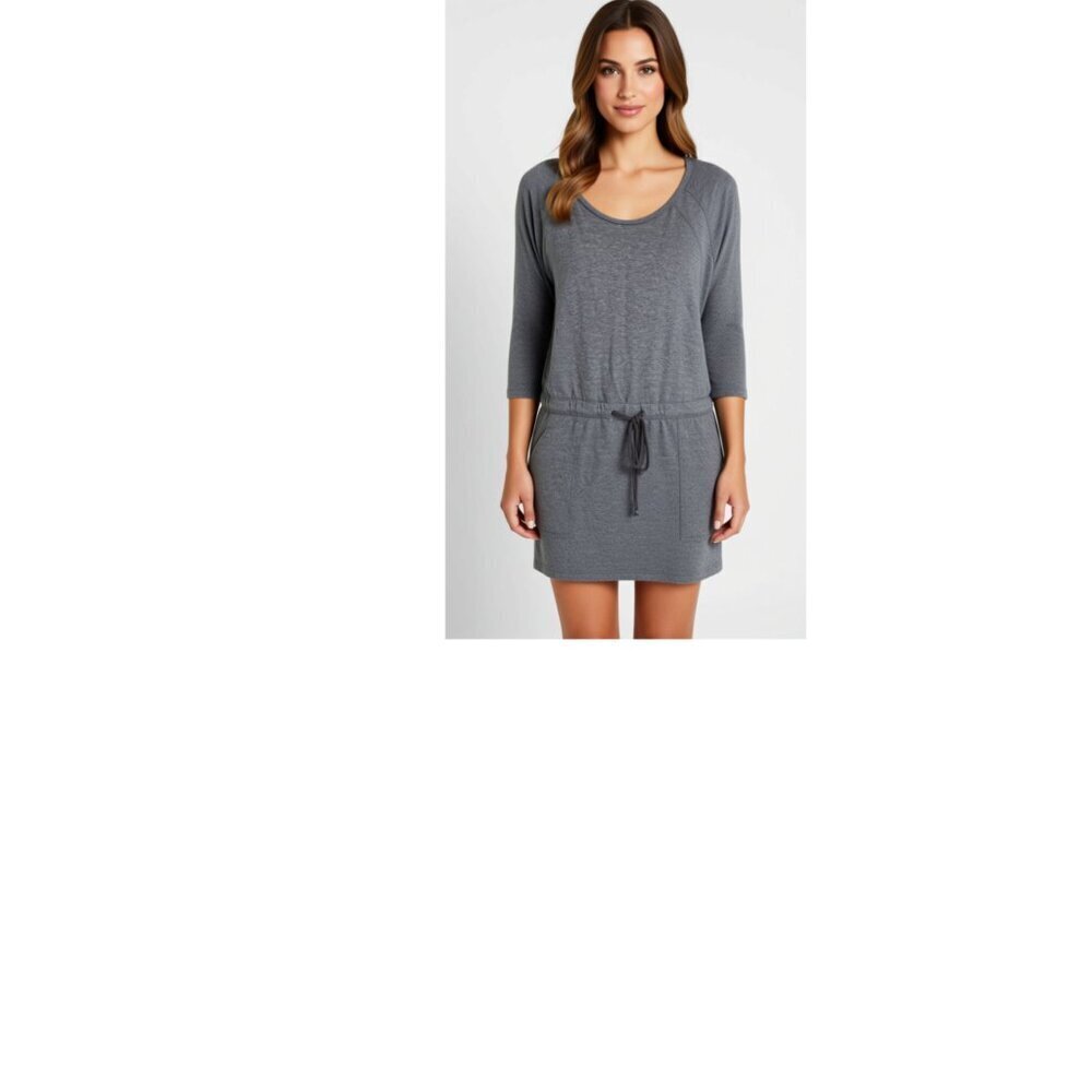 Ann Taylor LOFT Sweatshirt Dress Gray Long  Sleeve Women's M Tie‎ Waist Casual